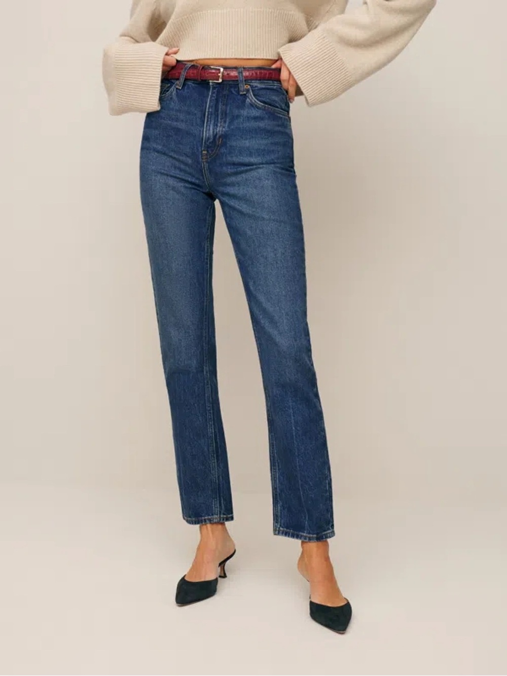 Reformation Liza Ultra High Rise Straight Jeans in Icarian - Size 28